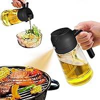 YARRAMATE Olive Oil Dispenser, 2 in 1 Oil Sprayer for Cooking, 17oz/500ml Glass Oil Spray Bottle with Pourer, Food-grade...